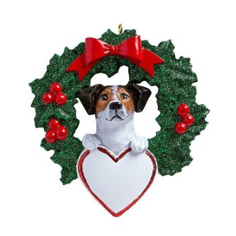 Jack Russell In Wreath Ornament Personalized
