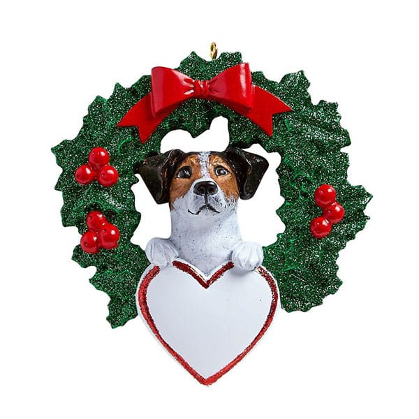 Jack Russell in Wreath Ornament Personalized