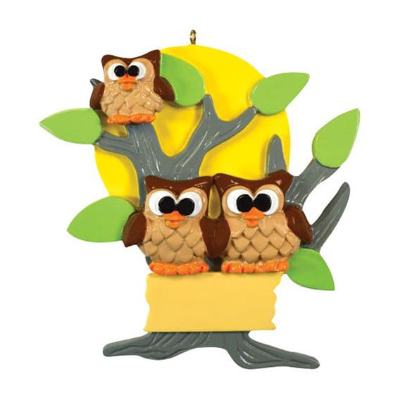 Owl Tree Family Ornament Personalize 3