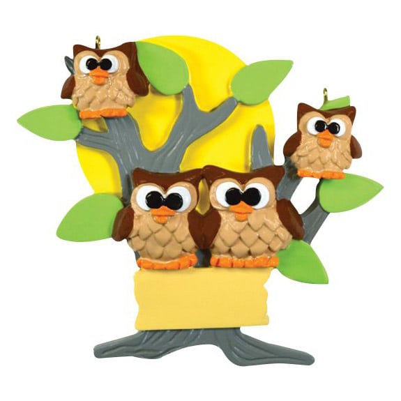 Owl Tree Family Ornament Personalize 4