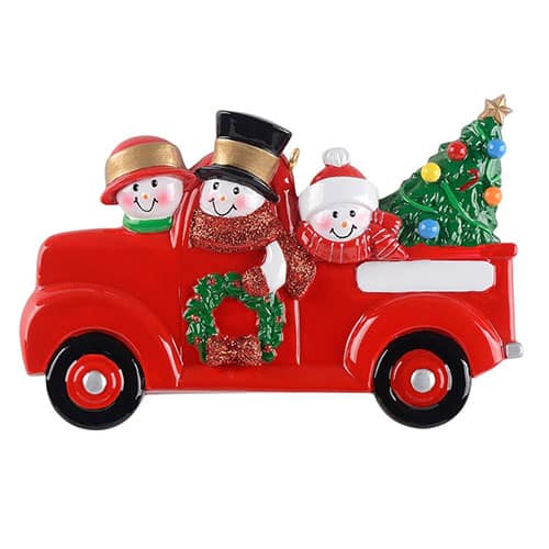 Red Truck Family Ornament Personalized 3