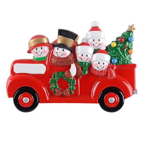 Red Truck Family Ornament Personalized 5