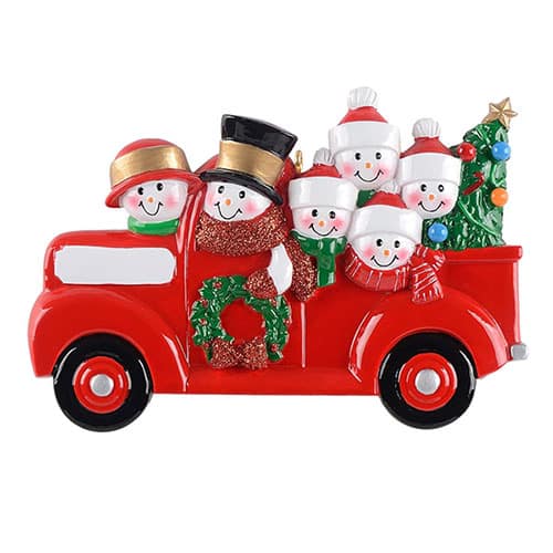 Red Truck Family Ornament Personalized 6