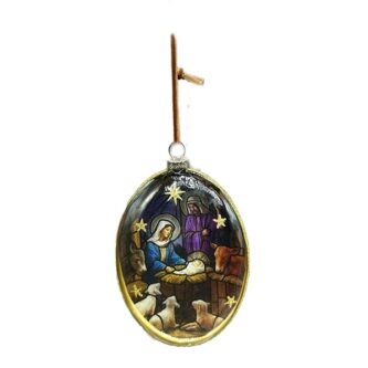Holy Family Glass Disc Ornament
