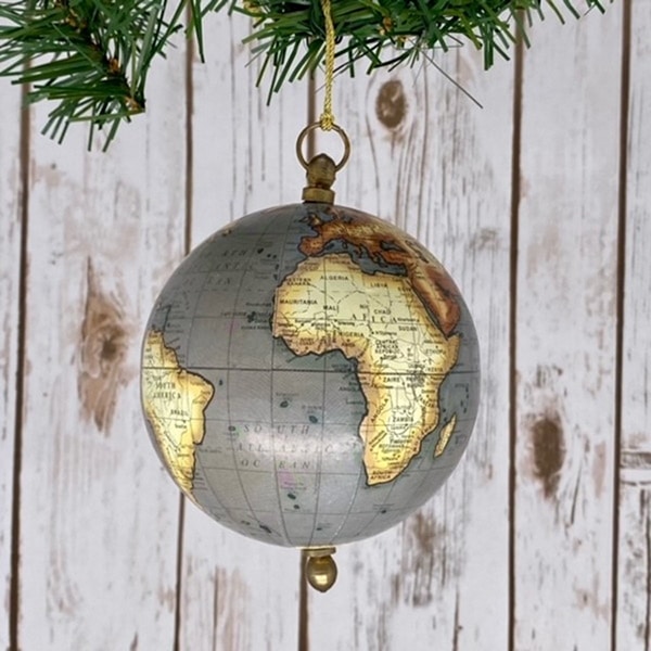 Paper Globe Brass Top Ornament