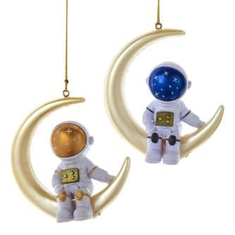 Astronaut Crescent Moon Ornaments