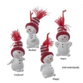 Attitude Snowman With Knit Hats Ornament