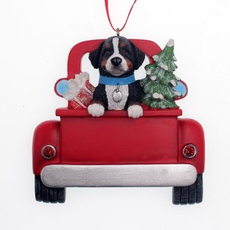 Bernese Mountain Dog In Back Of Truck Ornament Personalize