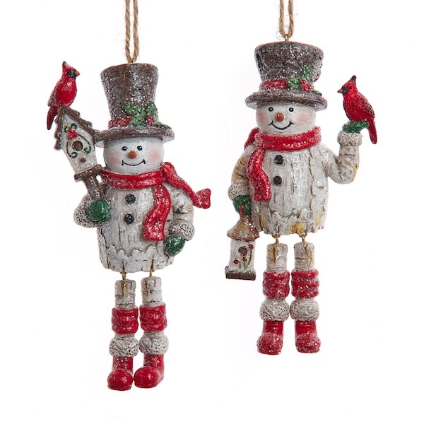 Birch Berries Snowman Ornaments