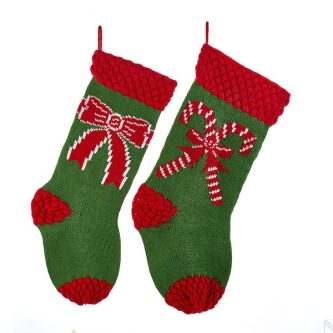 Candy Cane Bow Christmas Stockings
