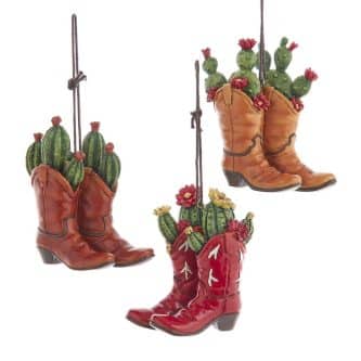 Cowboy Boots With Succulents Ornaments