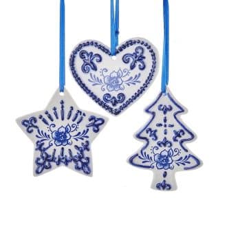 Delft Blue Decorated Ornaments