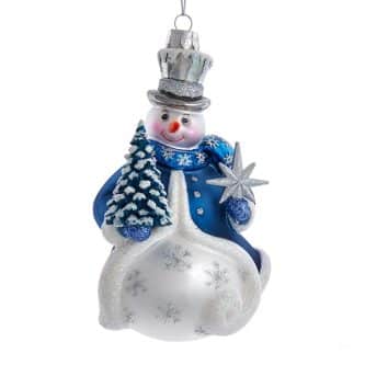 Enchanted Blue Snowman Ornament