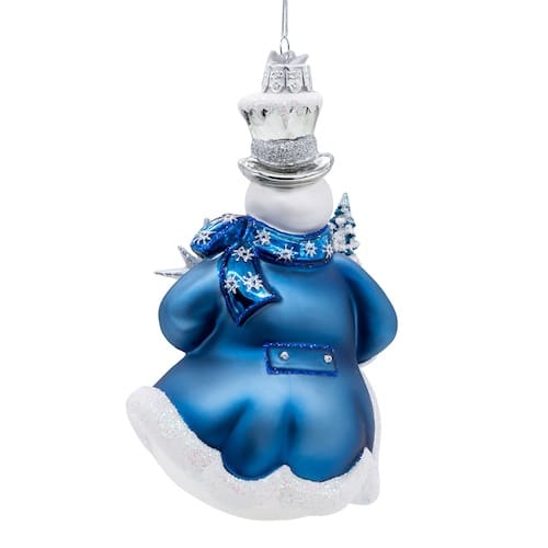 Enchanted Blue Snowman Ornament Back