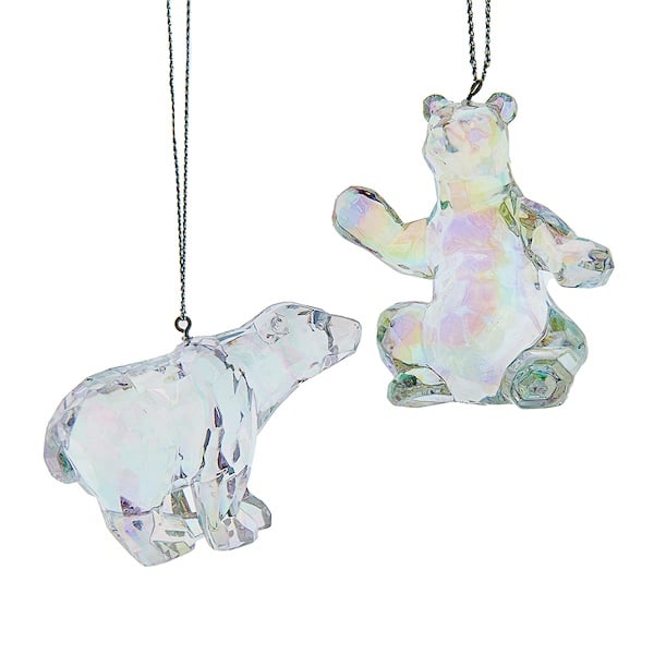 Faceted Opalescent Bear Ornaments