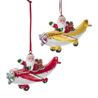 Flying Santa Airplane Ornaments