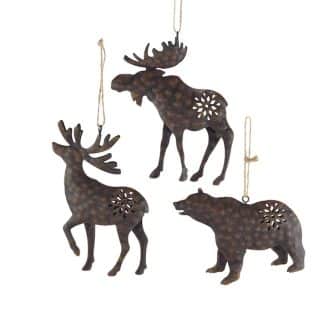Forest Animal Snowflake Metal Ornaments