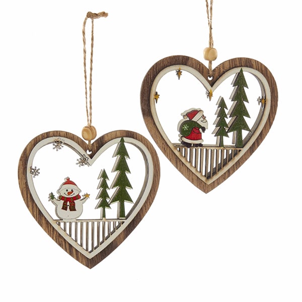 Heart Snowman or Santa Cut out Ornaments