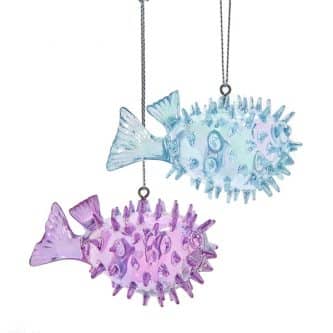 Iridescent Puffer Fish Ornaments
