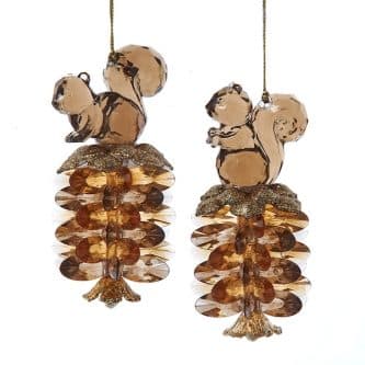 Jewel Squirrel Pinecone Ornaments