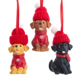 Lab Puppy Knit Hat Ornaments