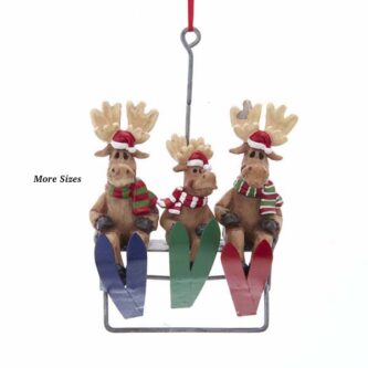 Moose Family On Ski Lift Ornament Personalized 3