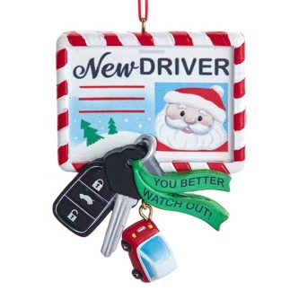 New Driver Santa Ornament Personalize