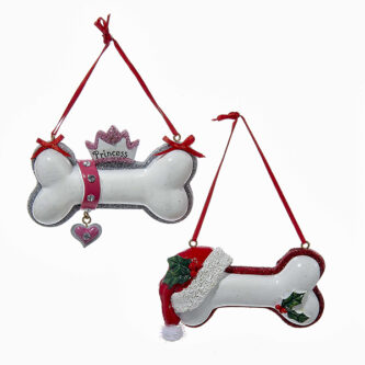 Princess Or Santa Dog Bone Ornaments Personalized