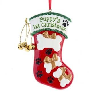 Puppys 1st Christmas Stocking Ornament Personalize