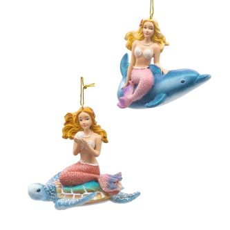 Sea Life Riding Mermaid Ornaments