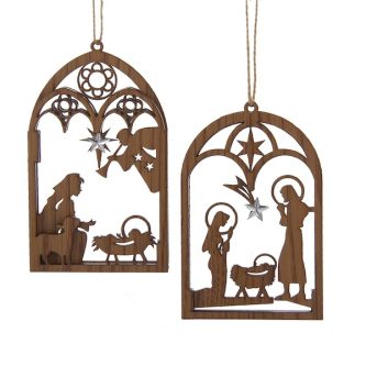 Wooden Laser Nativity Ornaments