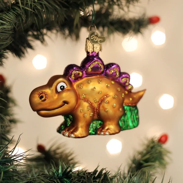 A roarable Stegosaurus Ornament Old World Christmas