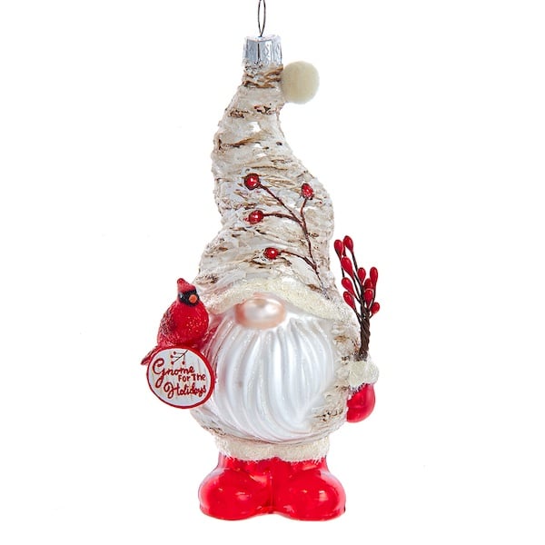 Birch Berry Gnome Cardinal Ornament