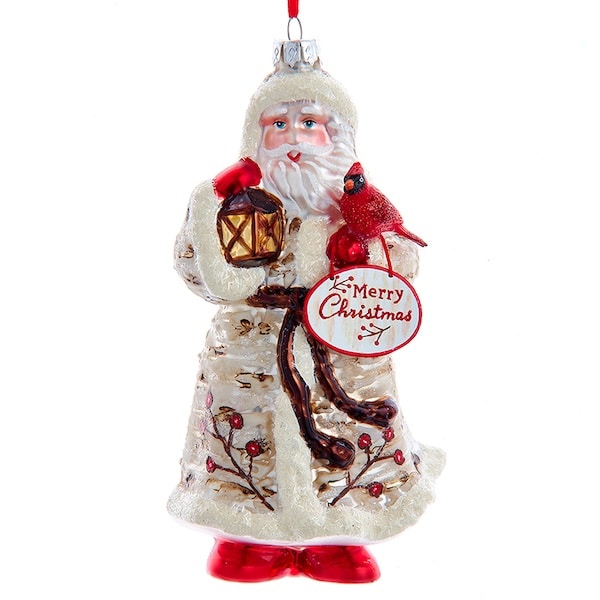 Birch Berry Santa Cardinal Ornament