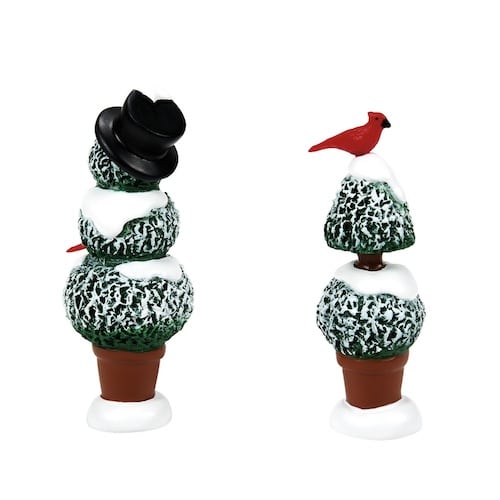Cardinal Snowy Topiaries Village Accessory Dept 56 Back