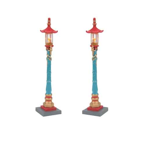 Chinatown Post Lamps Christmas in the City Village Dept 56 Lit