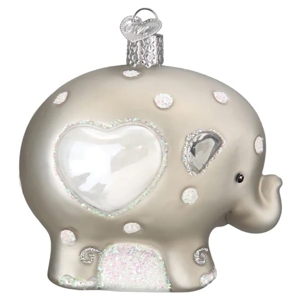 Elephant Babys First Ornament Old World Christmas Side