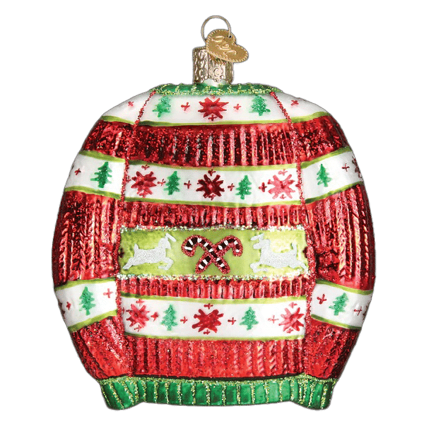 Festive Christmas Sweater Ornament Old World Christmas Back