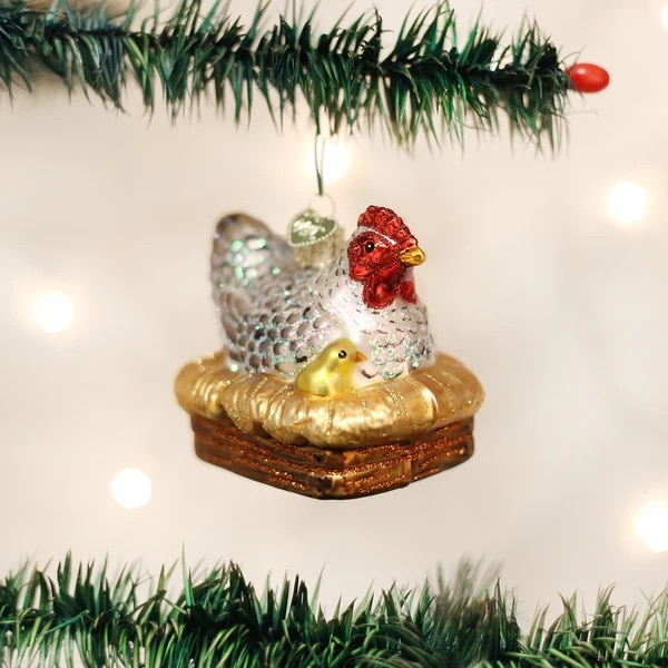 Hen on Nest Ornament Old World Christmas