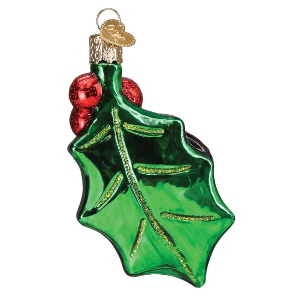 Holly Leaf Ladybug Ornament Old World Christmas Back