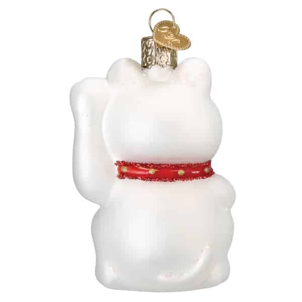 Lucky Cat Ornament Old World Christmas Back