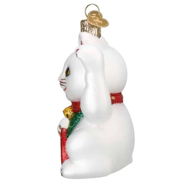 Lucky Cat Ornament Old World Christmas Side