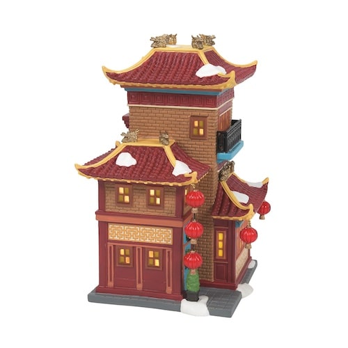 Lunar Dragon Tea House Christmas in the City Village Dept 56 Side Two