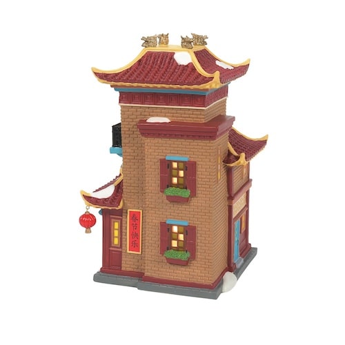 Lunar Dragon Tea House Christmas in the City Village Dept 56 Side