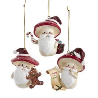 Merry Mushroom Santa Ornaments