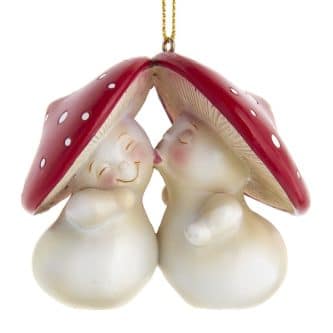 Merry Mushrooms Kissing Ornament