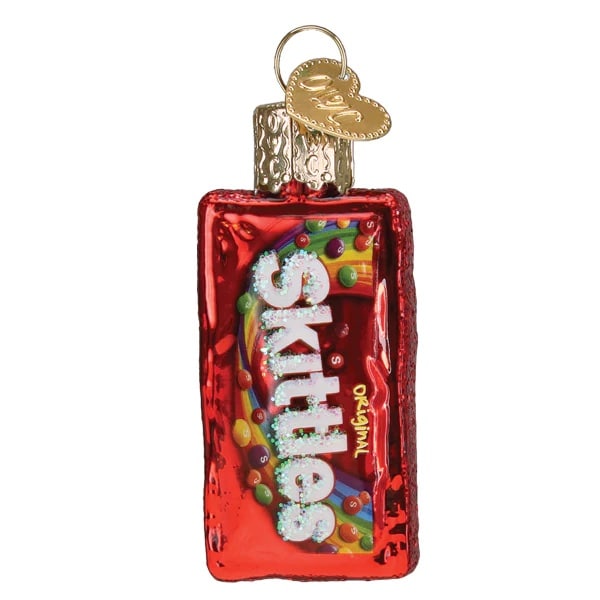 Mini Skittles Bag Ornament Old World Christmas Back