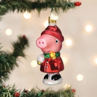 Peppa Pig With Snowball Ornament Old World Christmas