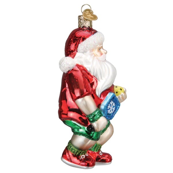 Pickleball Santa Ornament Old World Christmas Side