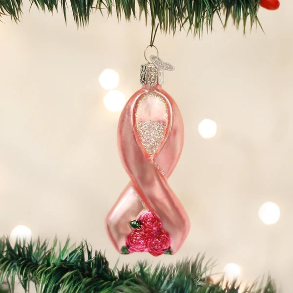 Pink Ribbon with Roses Ornament Old World Christmas